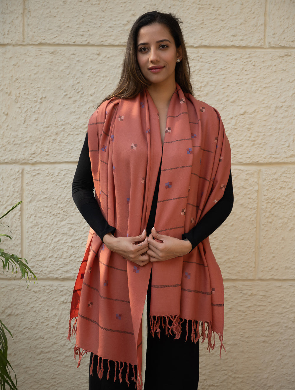 Light & Warm Merino Wool Kinnauri Stole - Rosewood Meadow