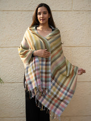 Light & Warm Merino Wool Kinnauri Stole - Sage Veil