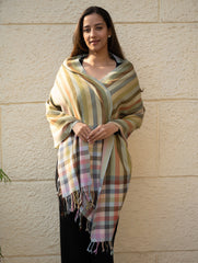 Light & Warm Merino Wool Kinnauri Stole - Sage Veil