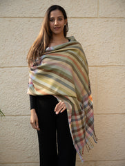 Light & Warm Merino Wool Kinnauri Stole - Sage Veil