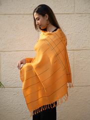 Light & Warm Merino Wool Kinnauri Stole - Tangerine Link
