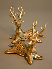 Exclusive Bastar & Dhokra Art Curio - Golden Antler Pair (Set of 2)