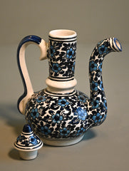 Khurja Pottery Decorative and Servingware - Midnight Bloom Ewer