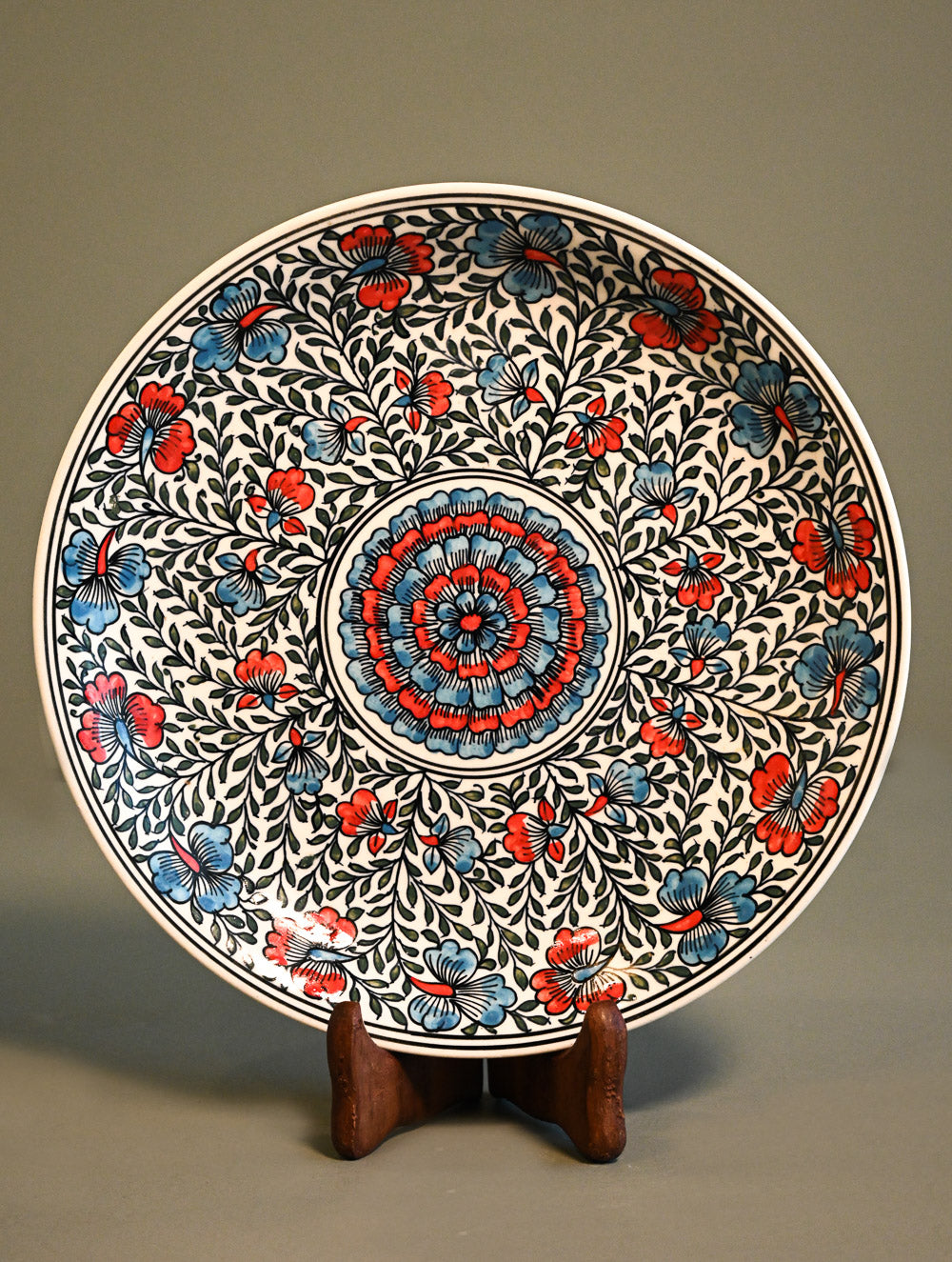 Khurja Pottery Decorative Plate - Garden Reverie