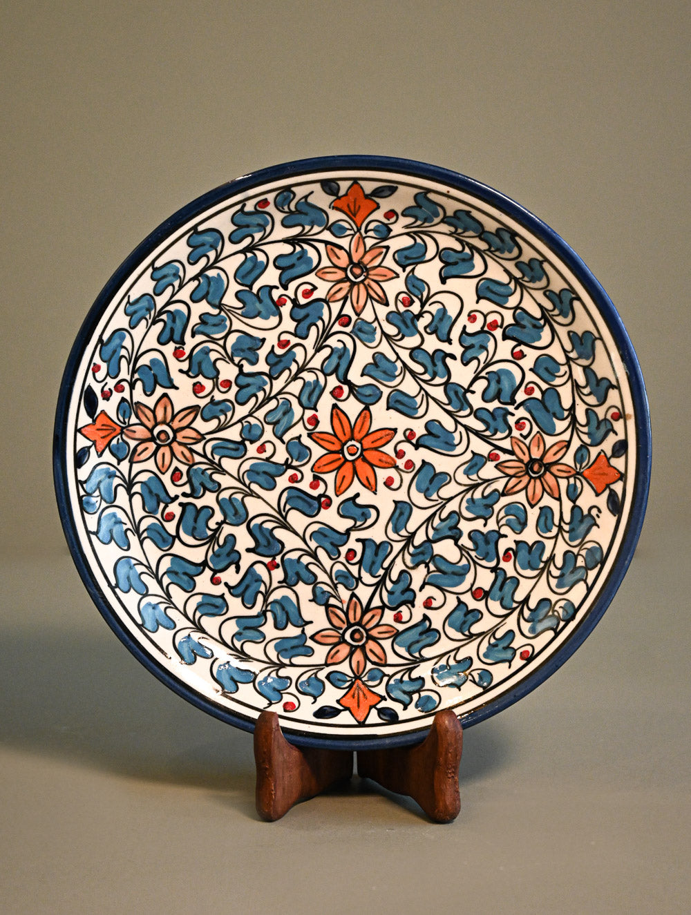 Khurja Pottery Decorative Plate - Vine Song
