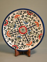 Khurja Pottery Decorative Plate - Floral Compass