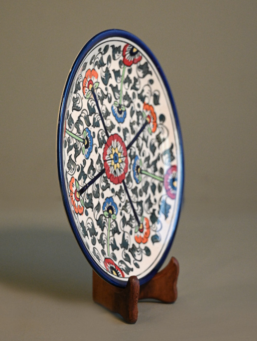 Khurja Pottery Decorative Plate - Floral Compass