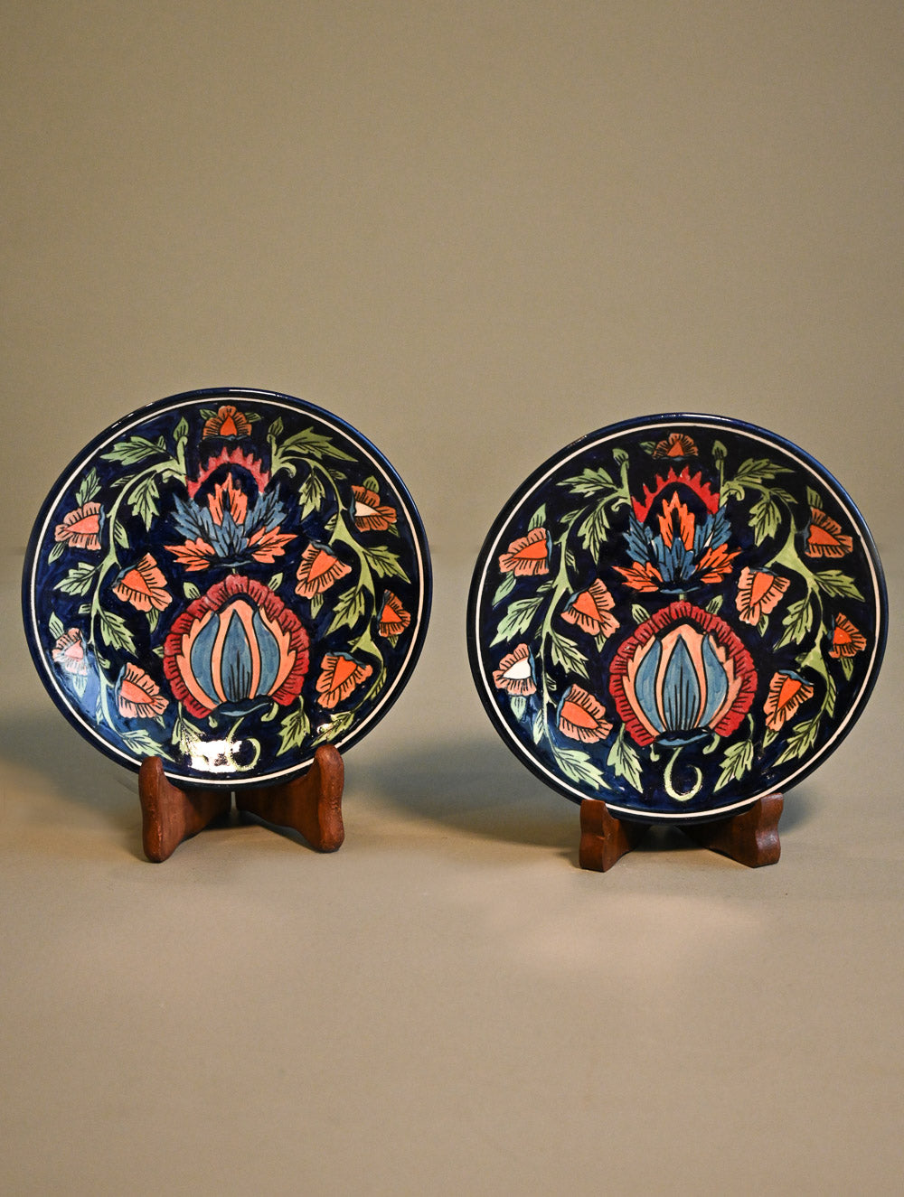 Khurja Pottery Decorative Plate - Twin Noor (Set of 2)