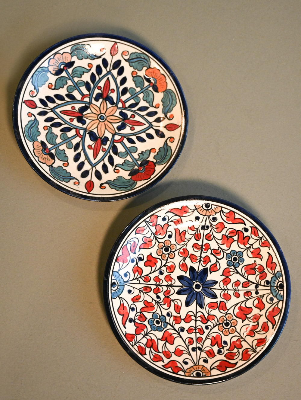 Khurja Pottery Decorative Plate - Petal Grace Duo (Set of 2)