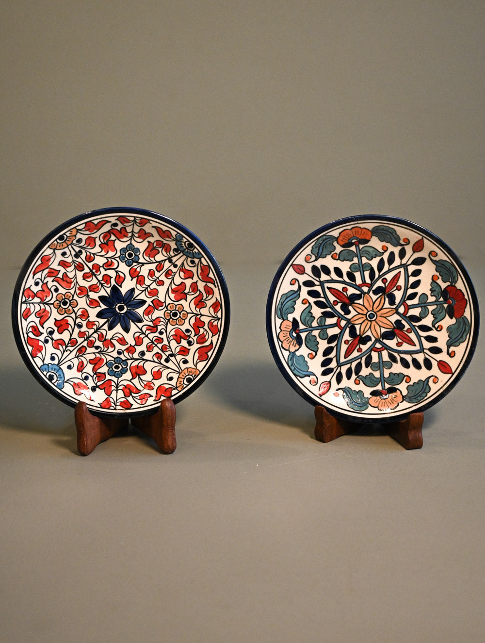 Khurja Pottery Decorative Plate - Petal Grace Duo (Set of 2)