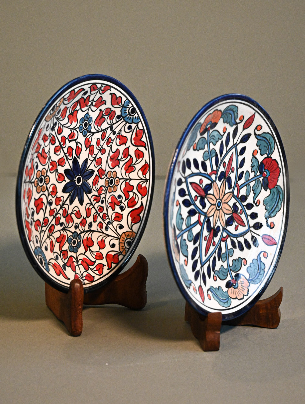 Khurja Pottery Decorative Plate - Petal Grace Duo (Set of 2)