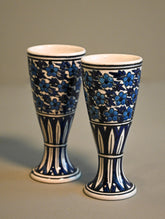 Khurja Pottery Decorative and Servingware - Goblet Pair (Set of 2)