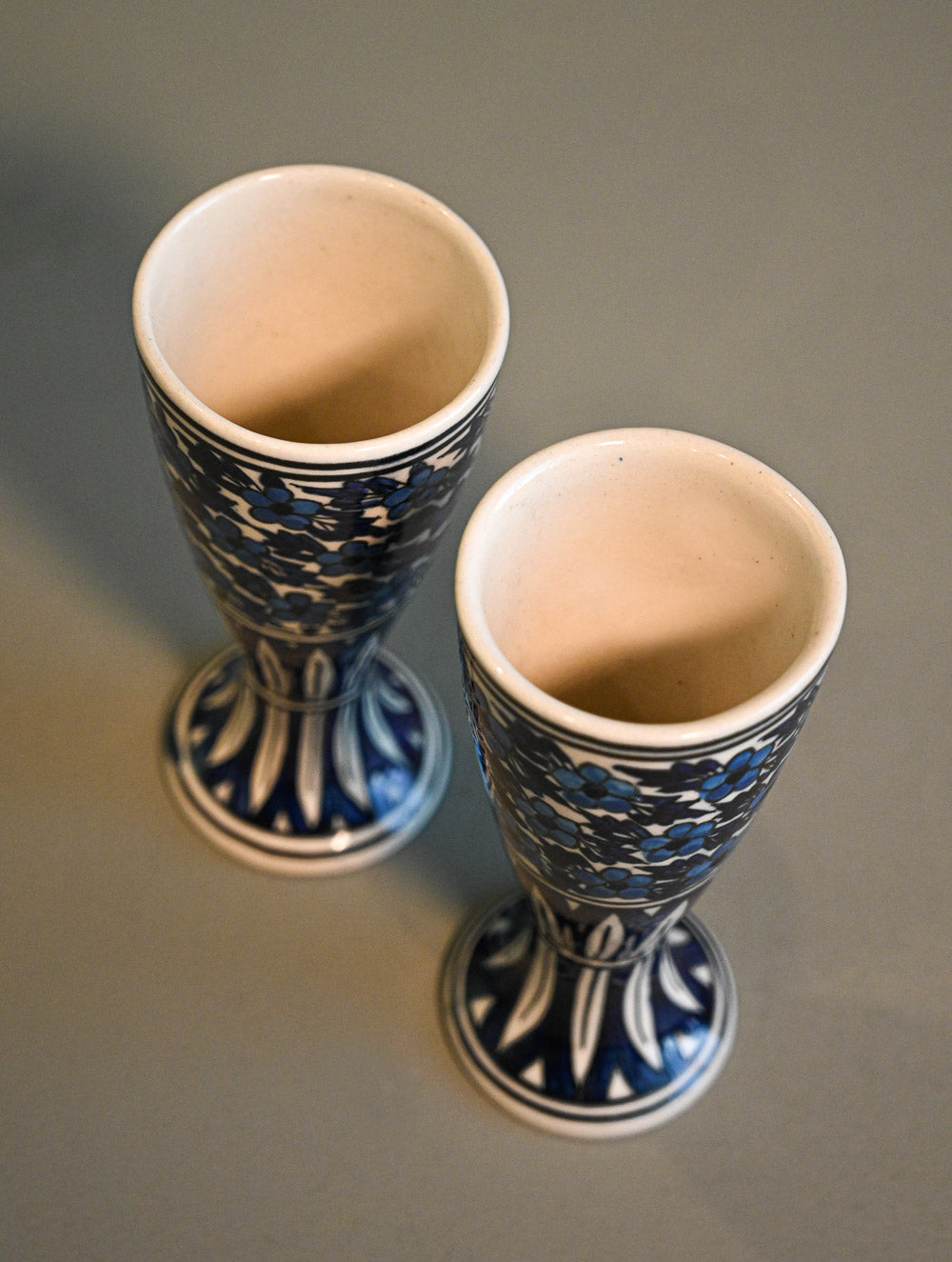 Khurja Pottery Decorative and Servingware - Goblet Pair (Set of 2)