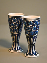 Khurja Pottery Decorative and Servingware - Goblet Pair (Set of 2)
