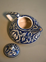 Khurja Pottery Decorative and Servingware - Indigo Bloom Teapot