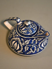 Khurja Pottery Decorative and Servingware - Indigo Bloom Teapot