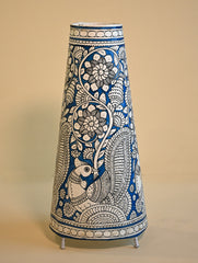 Andhra Leather Craft Lamp Shade - Neela Ragam. Height - 17 inches