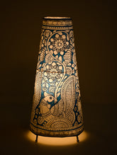 Andhra Leather Craft Lamp Shade - Neela Ragam. Height - 17 inches