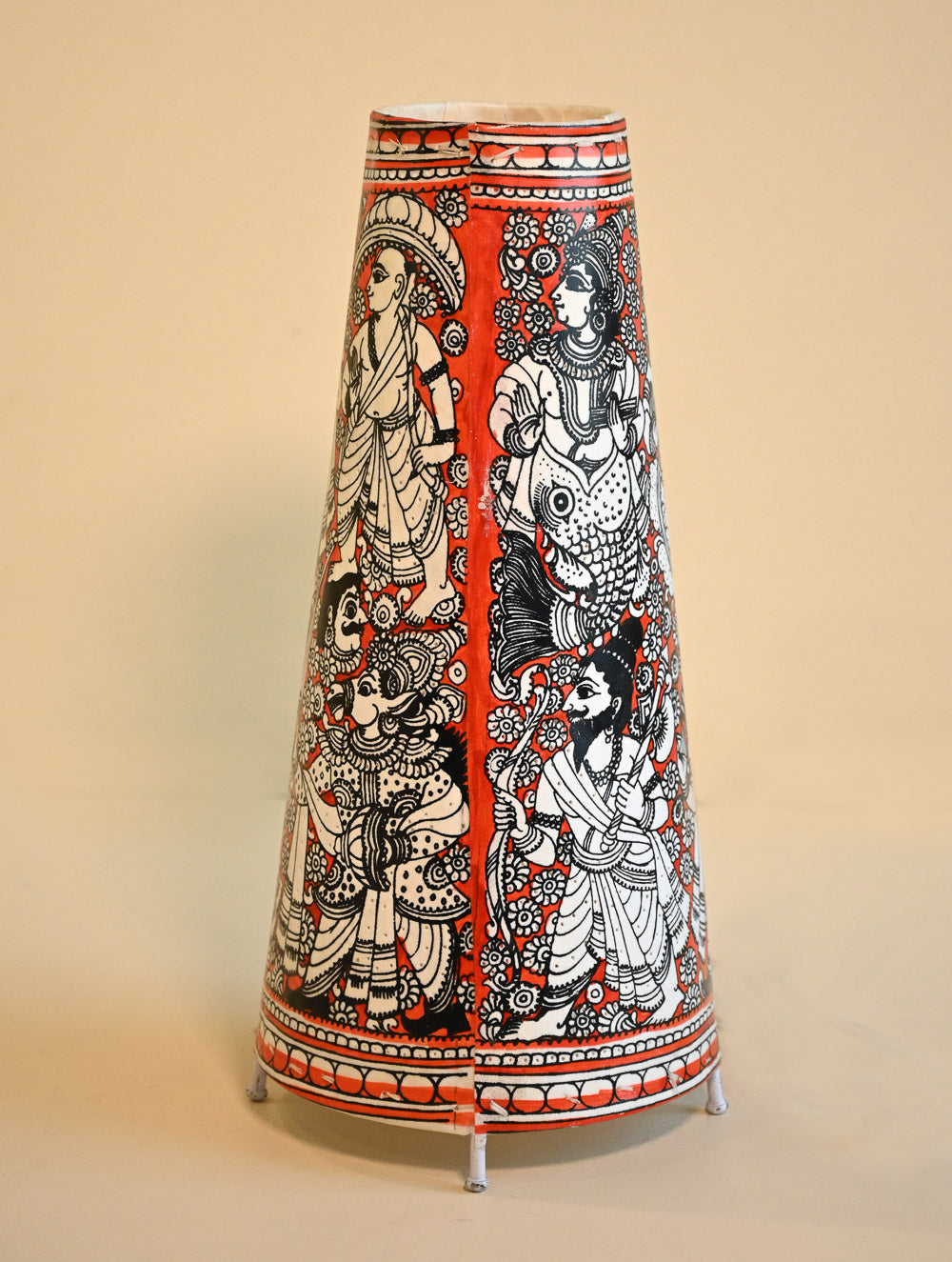 Andhra Leather Craft Lamp Shade - Dashavtaram. Height - 17 inches