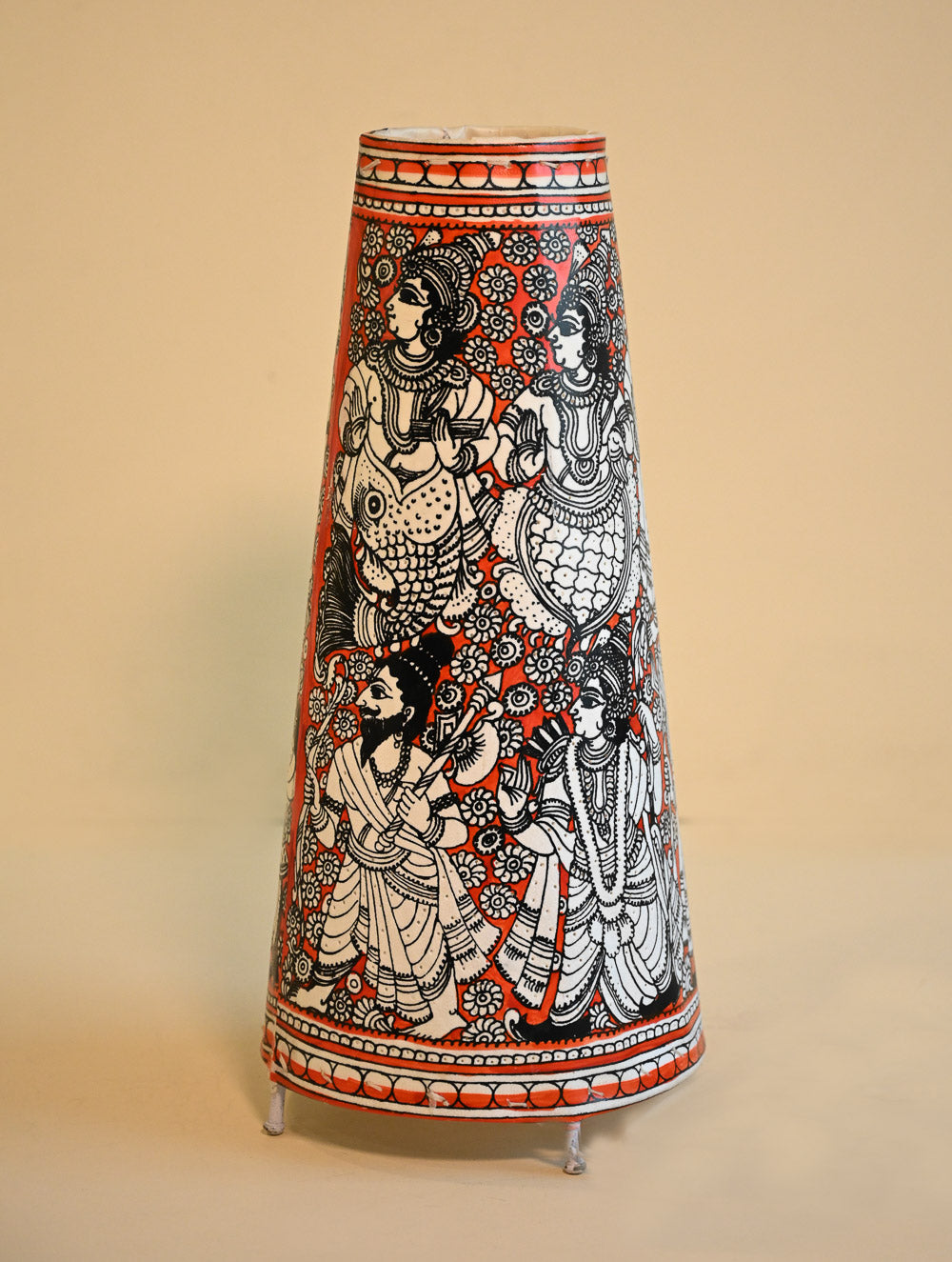 Andhra Leather Craft Lamp Shade - Dashavtaram. Height - 17 inches