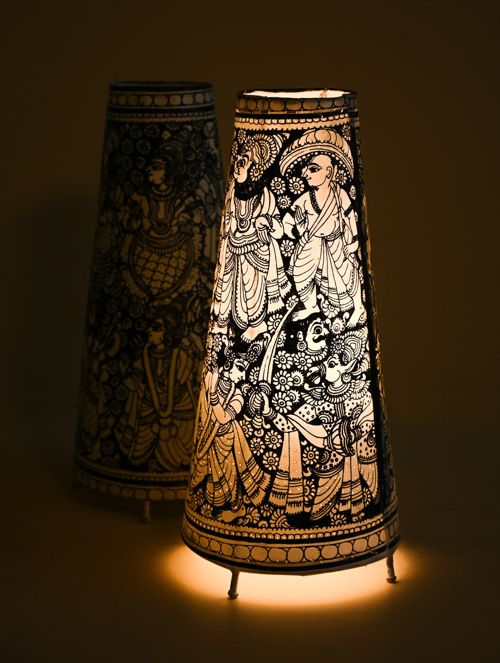 Andhra Leather Craft Lamp Shade - The Twinning Ten. Height - 17 inches