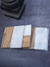 Load image into Gallery viewer, Marble and Wood Square Coasters