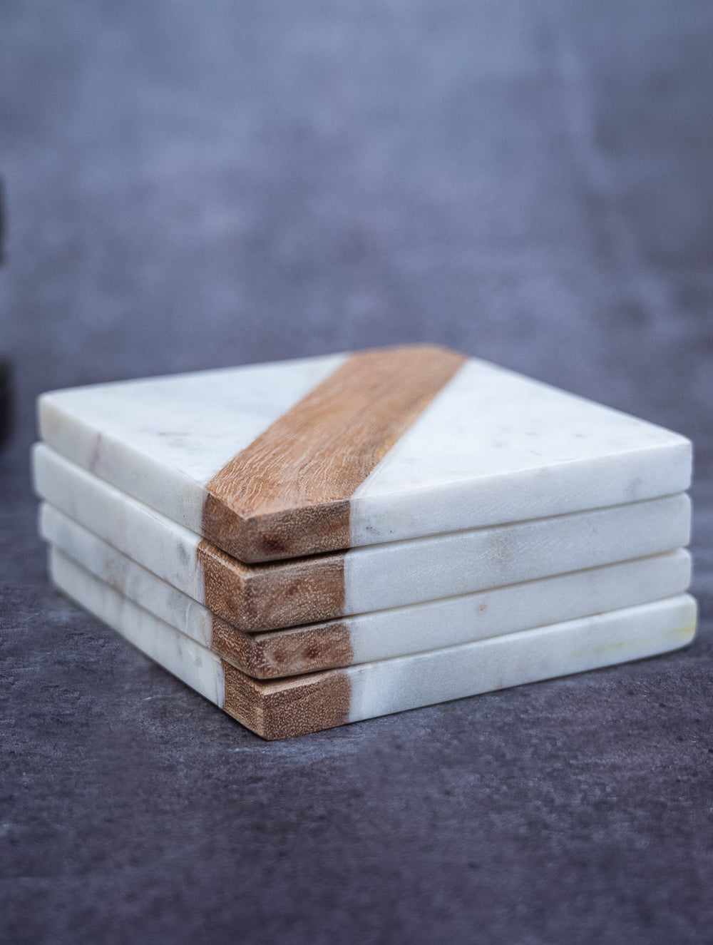 Marble and Wood Square Coasters