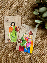 Miniature Art on Vintage Postcard - Saheli