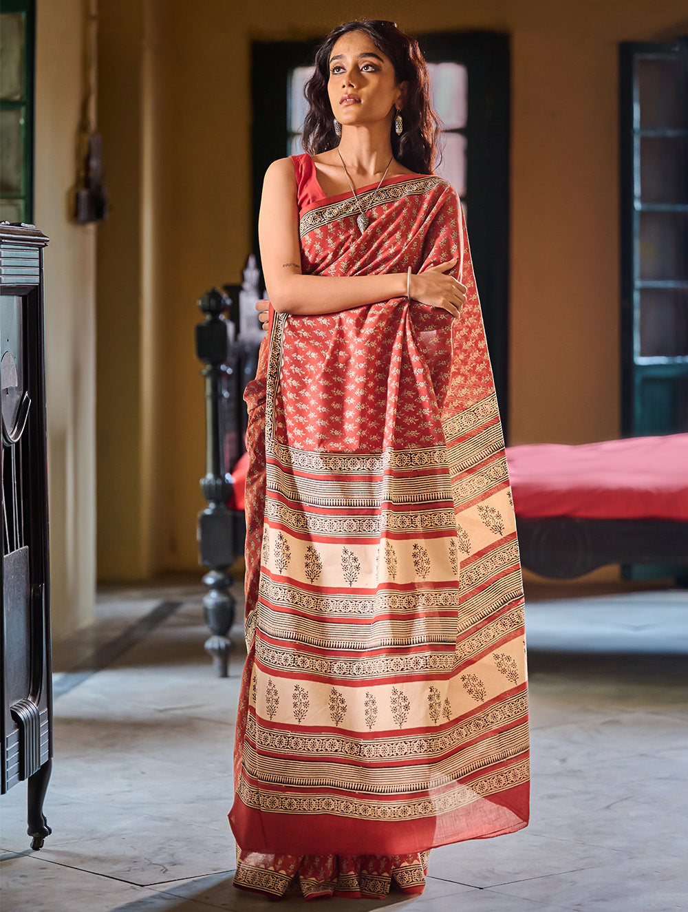 Bagru Statements: Hand Block Printed Mul Cotton Saree - Rangrez