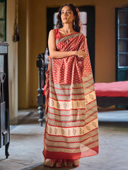 Bagru Statements: Hand Block Printed Mul Cotton Saree - Rangrez