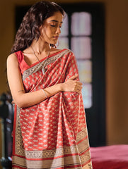 Bagru Statements: Hand Block Printed Mul Cotton Saree - Rangrez