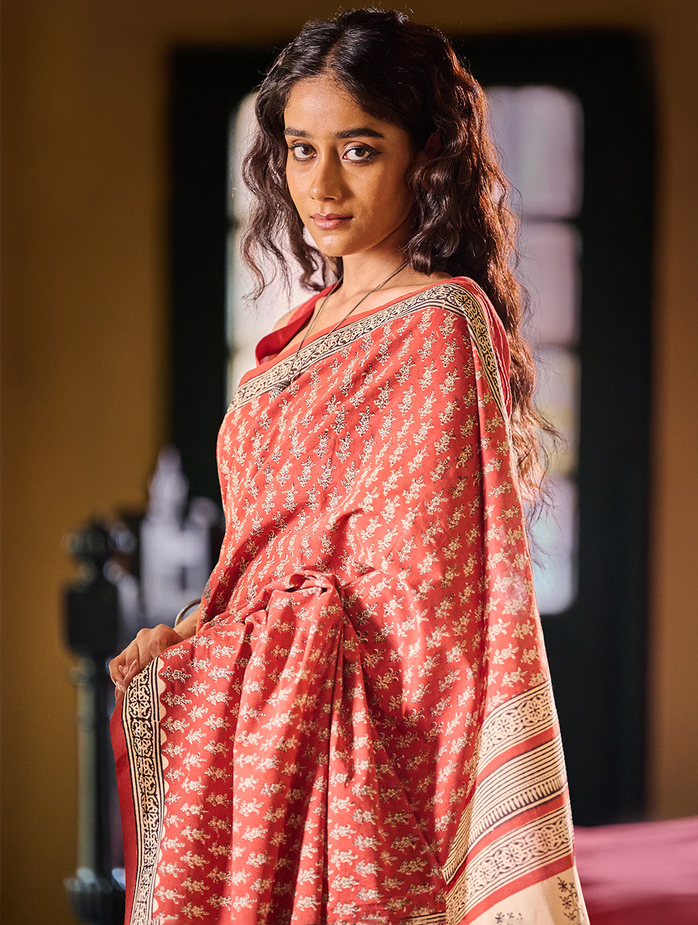 Bagru Statements: Hand Block Printed Mul Cotton Saree - Rangrez