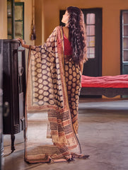 Bagru Statements: Hand Block Printed Kota Doria Saree - Black Paisley