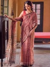 Bagru Statements: Hand Block Printed Kota Doria Saree - Floral Buta