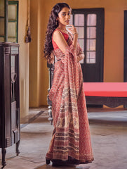 Bagru Statements: Hand Block Printed Kota Doria Saree - Floral Buta