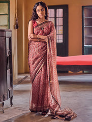 Bagru Statements: Hand Block Printed Kota Doria Saree - Floral Buta