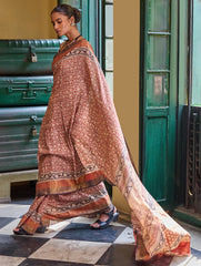 Exclusive Bagru Statements: Hand Block Printed Tussore Silk Saree - Gulbadan