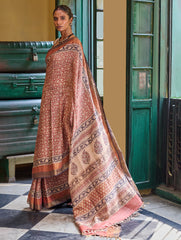 Exclusive Bagru Statements: Hand Block Printed Tussore Silk Saree - Gulbadan