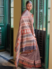 Exclusive Bagru Statements: Hand Block Printed Tussore Silk Saree - Virasati