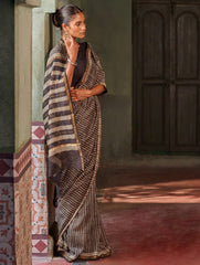 Bagru Statements: Hand Block Printed Chanderi Saree - Kaari Vines