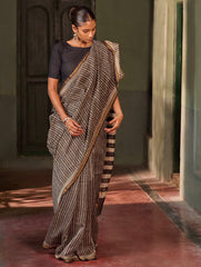 Bagru Statements: Hand Block Printed Chanderi Saree - Kaari Vines