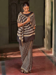 Bagru Statements: Hand Block Printed Chanderi Saree - Kaari Vines