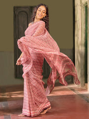 Dabu Vibes. Hand Block Printed Kota Doria Saree - Rosette