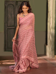 Dabu Vibes. Hand Block Printed Kota Doria Saree - Rosette