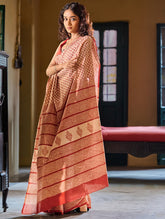 Bagru Statements: Hand Block Printed Mul Cotton Saree - Phool Patti