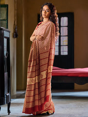 Bagru Statements: Hand Block Printed Mul Cotton Saree - Phool Patti
