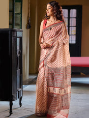 Bagru Statements: Hand Block Printed Kota Doria Saree - Lush Garden