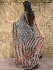 Bagru Statements : Hand Block Printed Kota Doria Saree - Vanshika