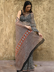 Bagru Statements : Hand Block Printed Kota Doria Saree - Vanshika