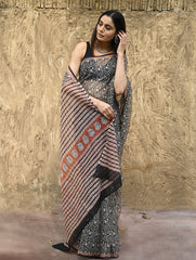 Bagru Statements : Hand Block Printed Kota Doria Saree - Vanshika
